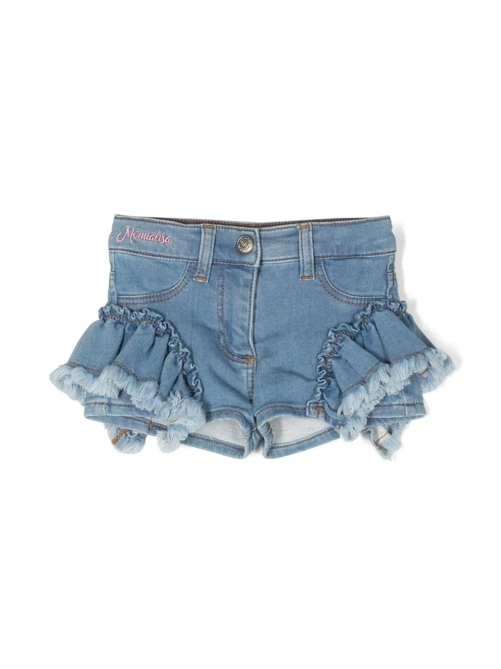 

Monnalisa ruffle-detail denim shorts - Blue