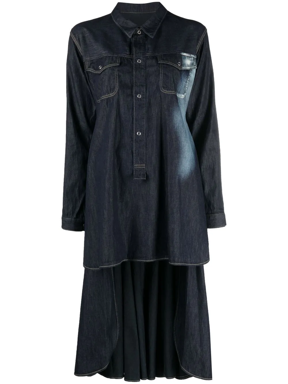 

Yohji Yamamoto denim high-low hem dress - Blue