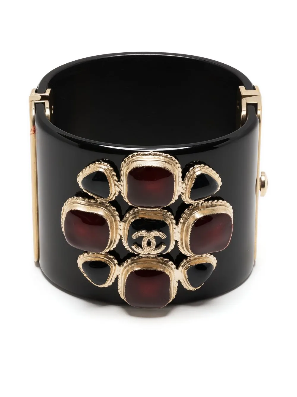 

Chanel Pre-Owned 2011 cabochon-embellished logo cuff - Black