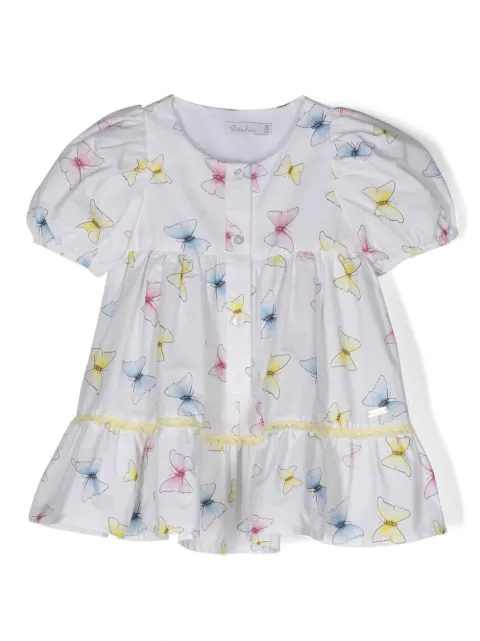 Patachou butterfly-print tiered dress
