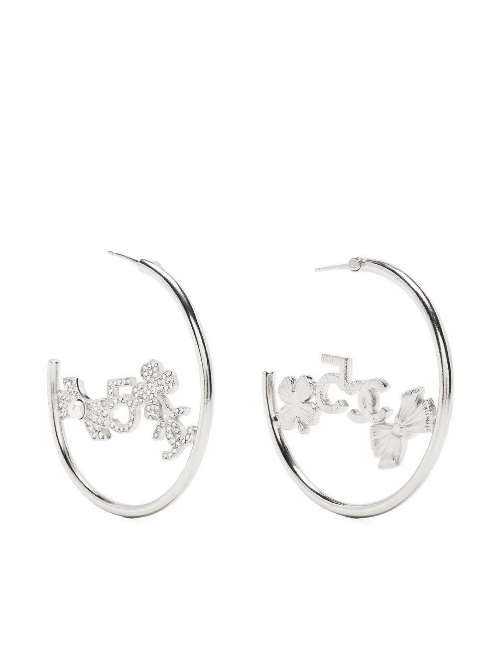 

CHANEL Pre-Owned 2022 N°5 crystal-embellished hoop earrings - Silver