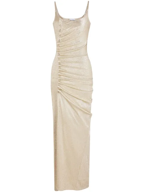 Rabanne button-embellished ruched maxi dress