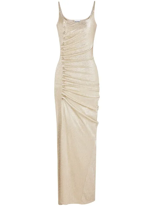 Robe longue froncée à boutons ornés - Rabanne - Modalova
