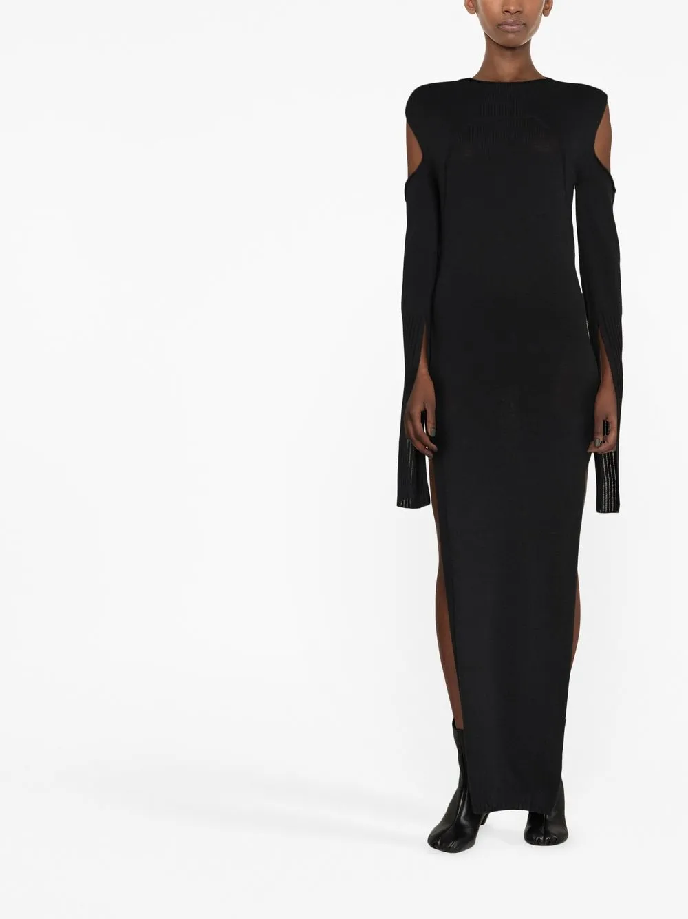 Shop Rick Owens Cape-sleeve Knit Dress In 黑色