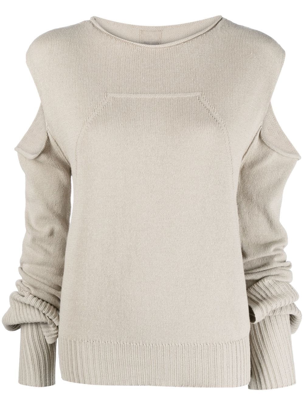 Rick Owens Cut-out Organic Cotton Jumper In Neutrals