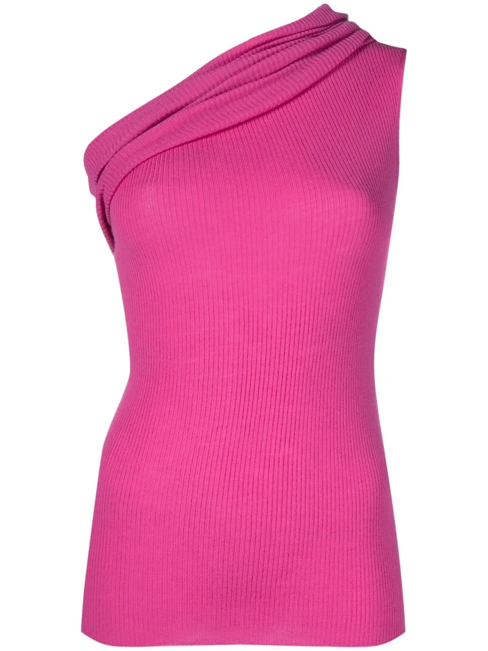 

Rick Owens ribbed one-shoulder top - Pink