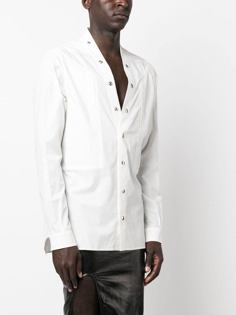 Shop Rick Owens V-neck Long-sleeved Shirt In White