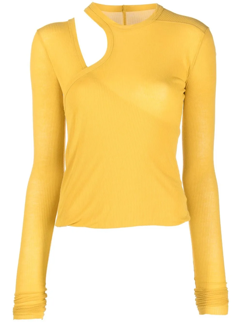 

Rick Owens ribbed cut-out long-sleeve top - Yellow