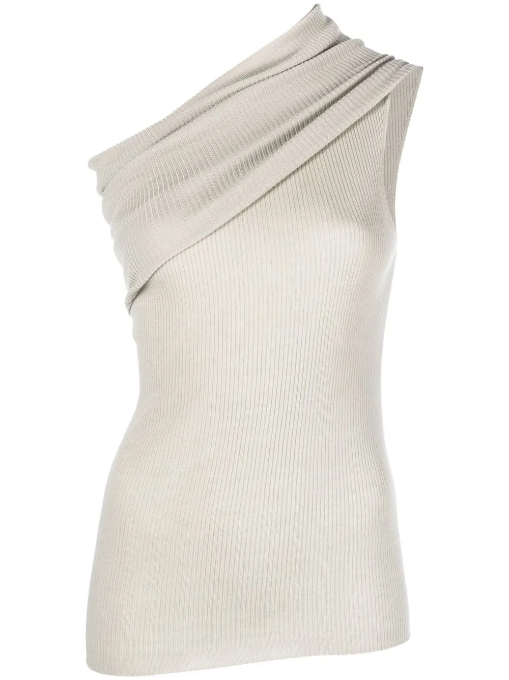 

Rick Owens ribbed one-shoulder top - Neutrals