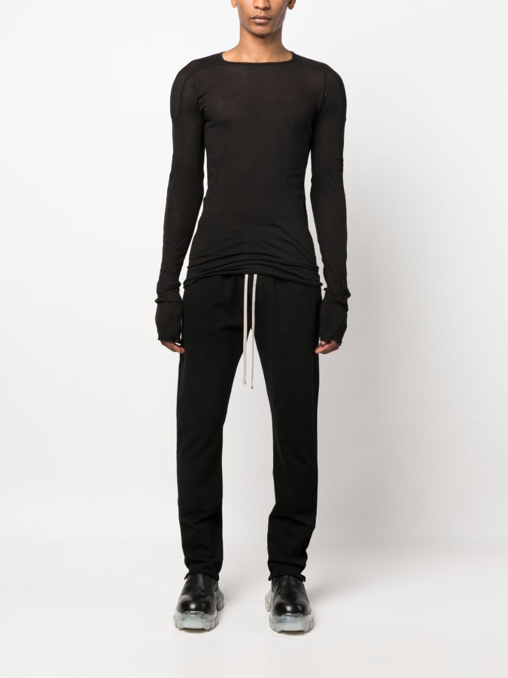 Shop Rick Owens Long-sleeved Cotton T-shirt In Black