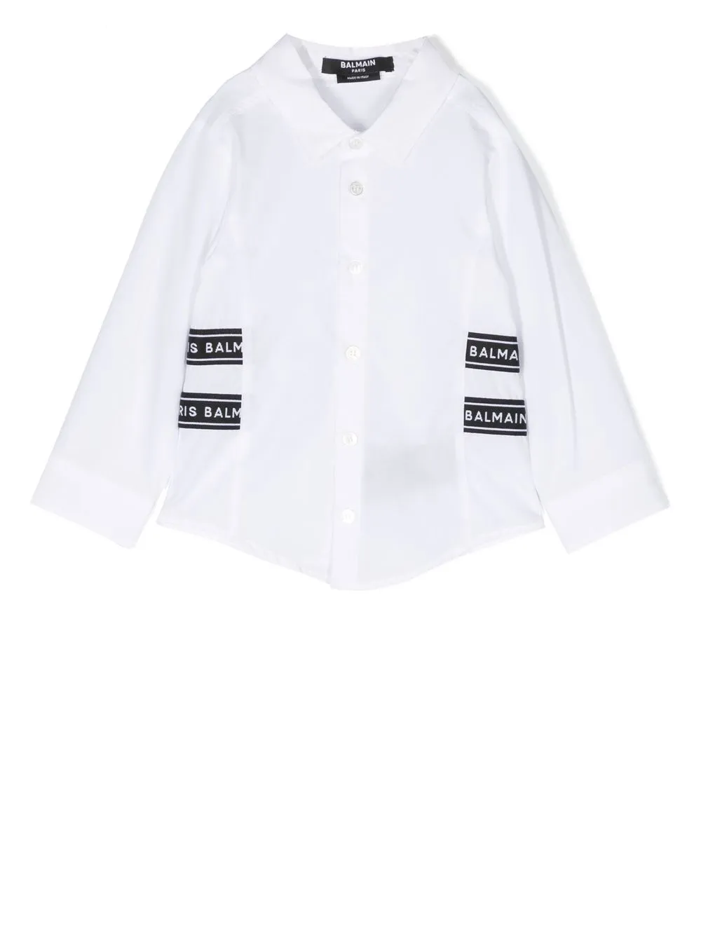 

Balmain Kids camisa con franjas del logo - Blanco