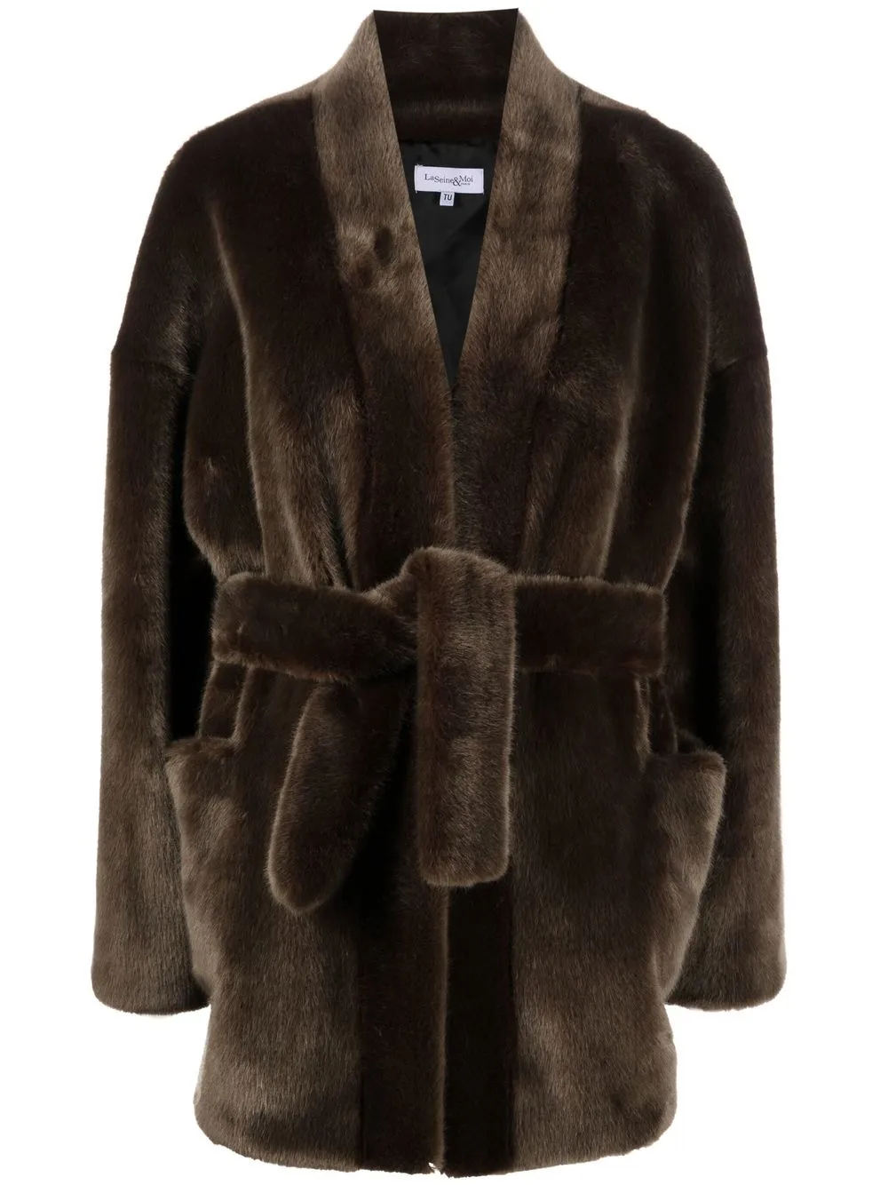 La Seine & Moi Melanie Faux-fur Wrap Coat In Green | ModeSens