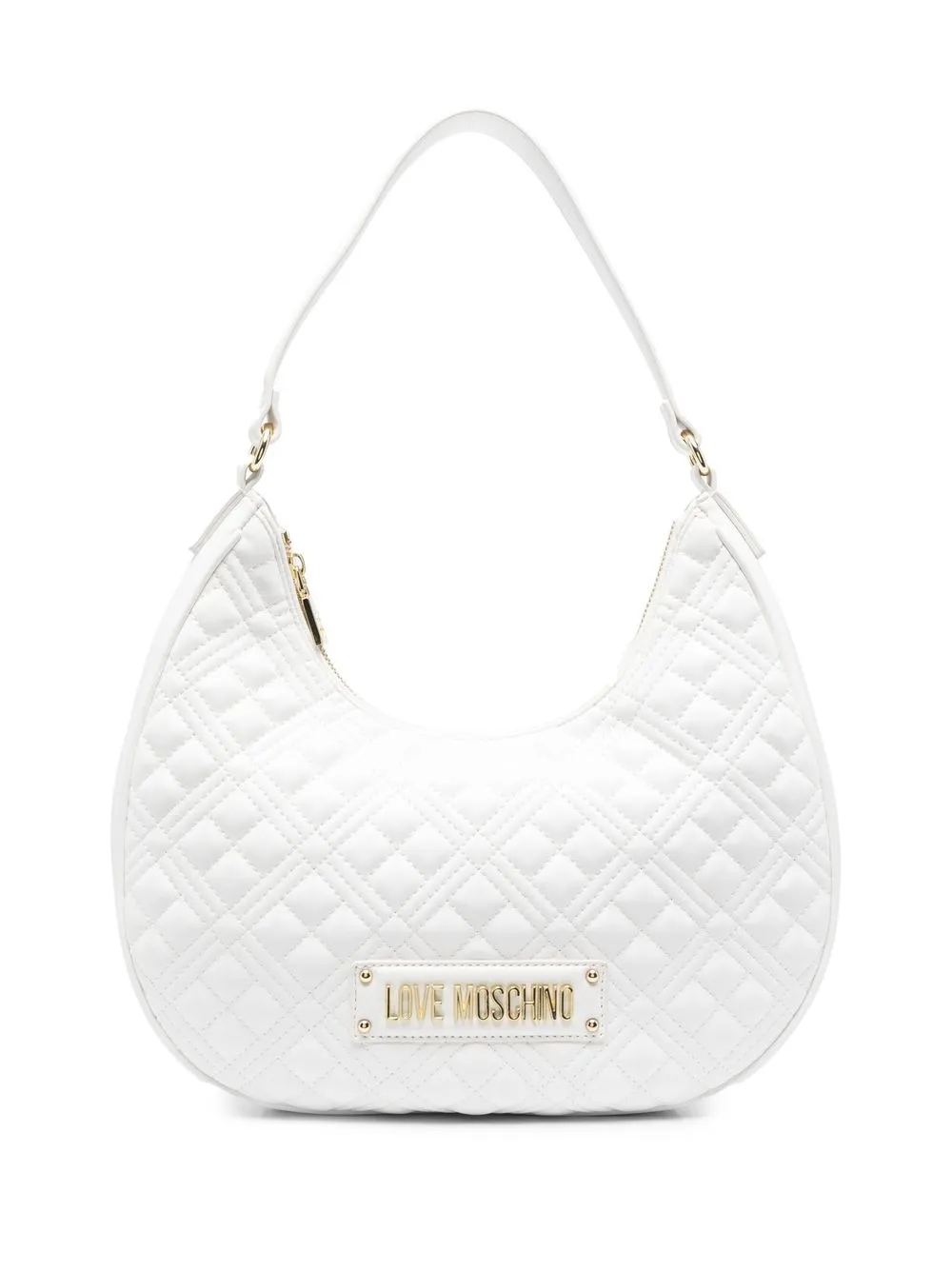 

Love Moschino logo-plaque quilted tote bag - White