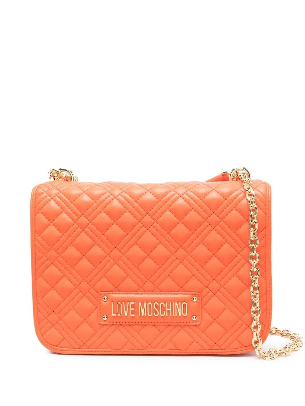 

Love Moschino bolsa de hombro capitonada con placa del logo - Naranja