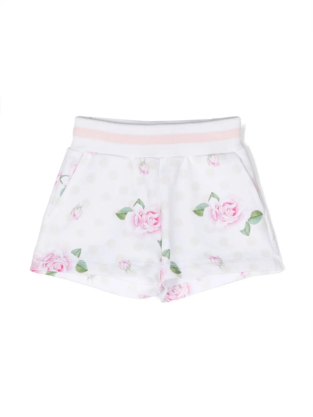 Monnalisa Babies' Floral-print Shorts In White