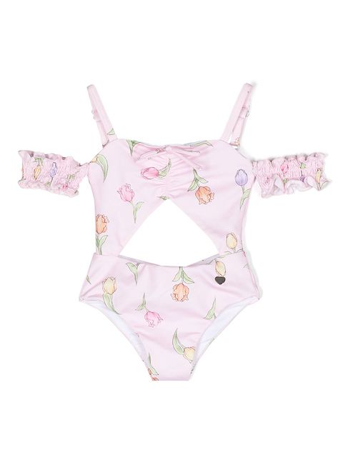 Monnalisa floral-print cut-out swimsuit