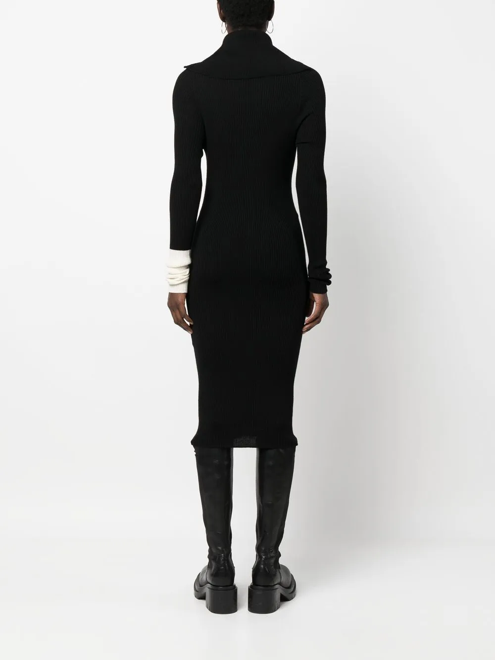 Yohji Yamamoto zipup Ribbed Knit Midi Dress Farfetch