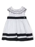 Patachou zigzag-embroidered sleeveless dress - White
