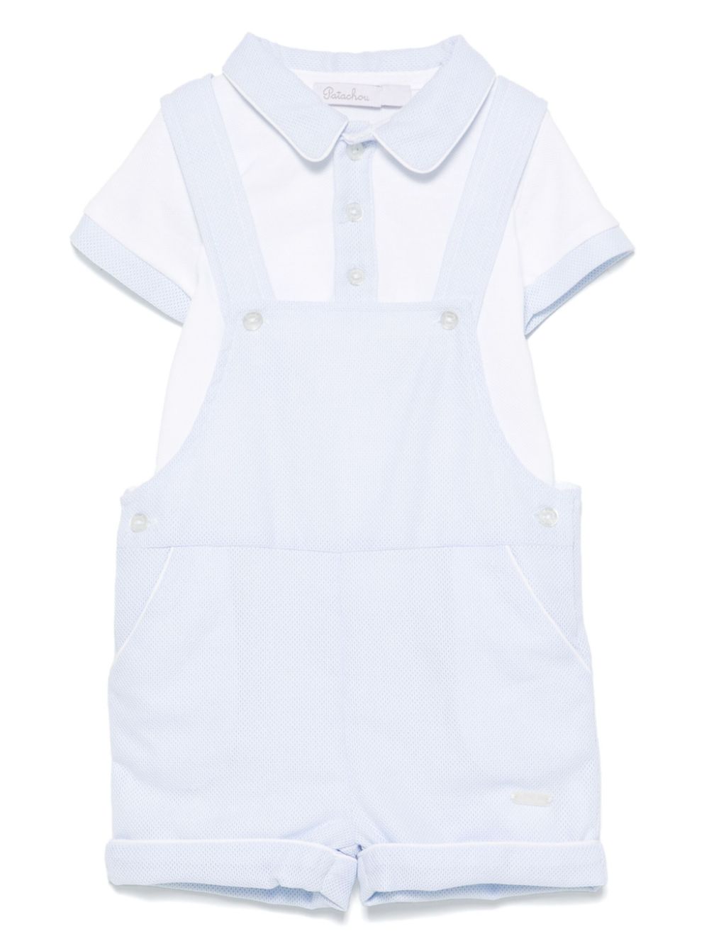 Patachou piqué-weave romper - Blue