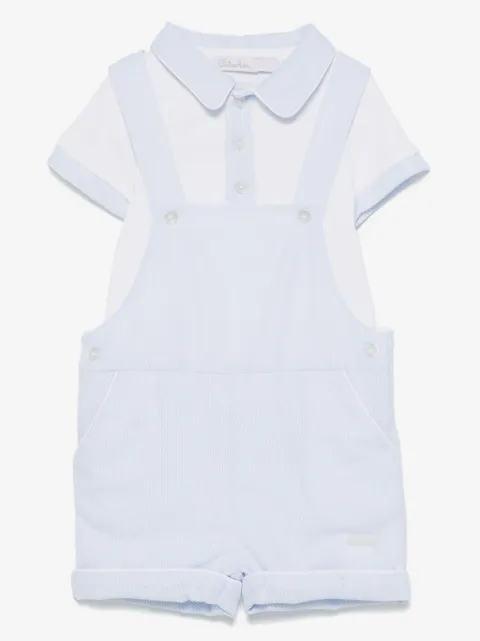 Patachou piqué-weave romper 