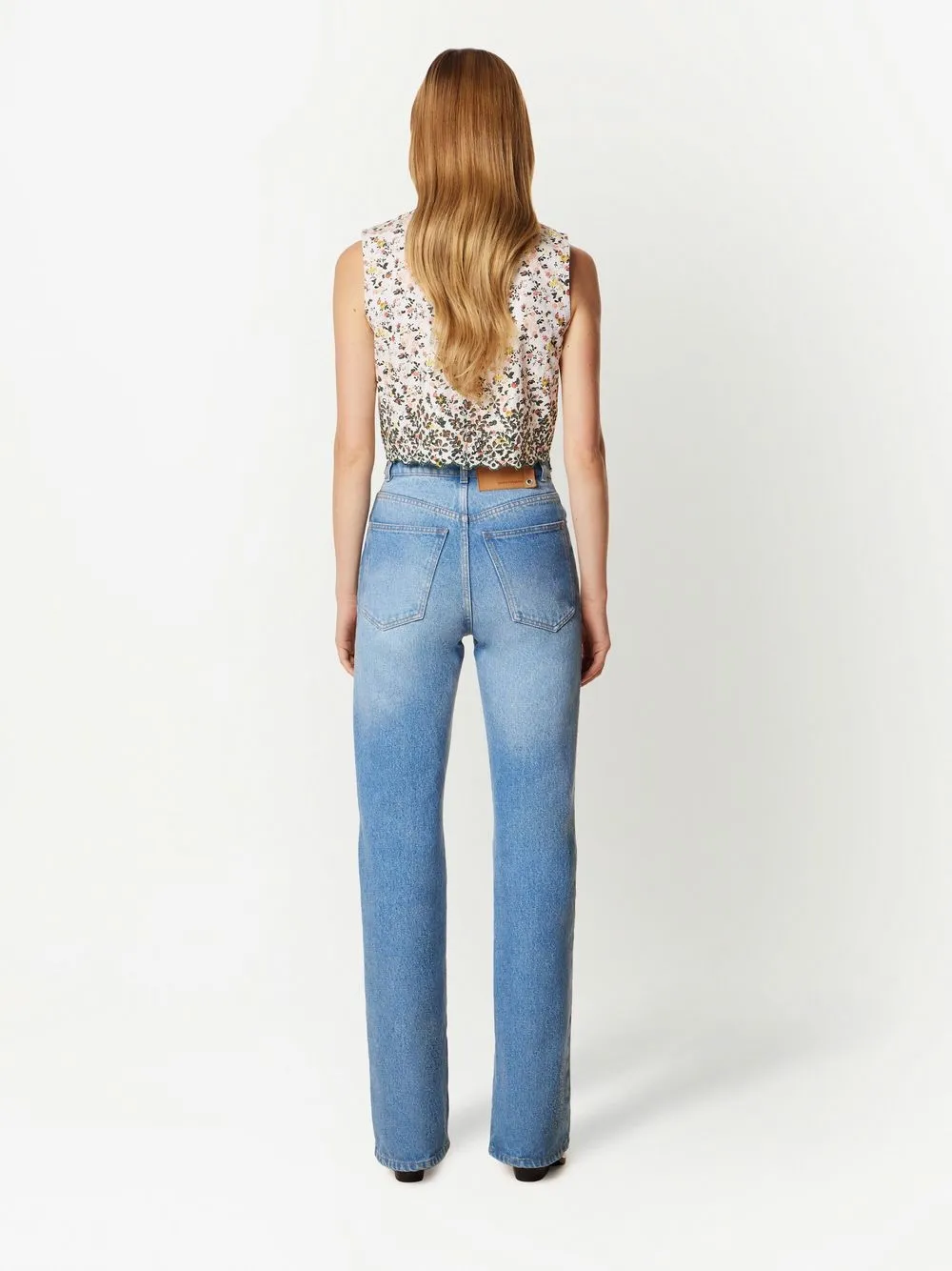 Shop Rabanne Chain-embellished Straight-leg Jeans In Blue