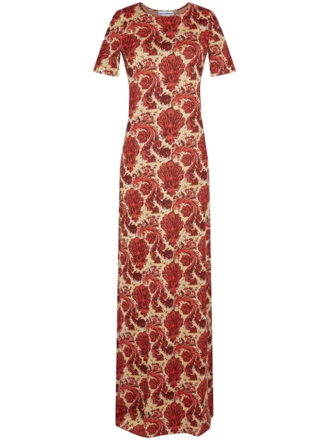 Rabanne vestido largo con estampado de cachemira