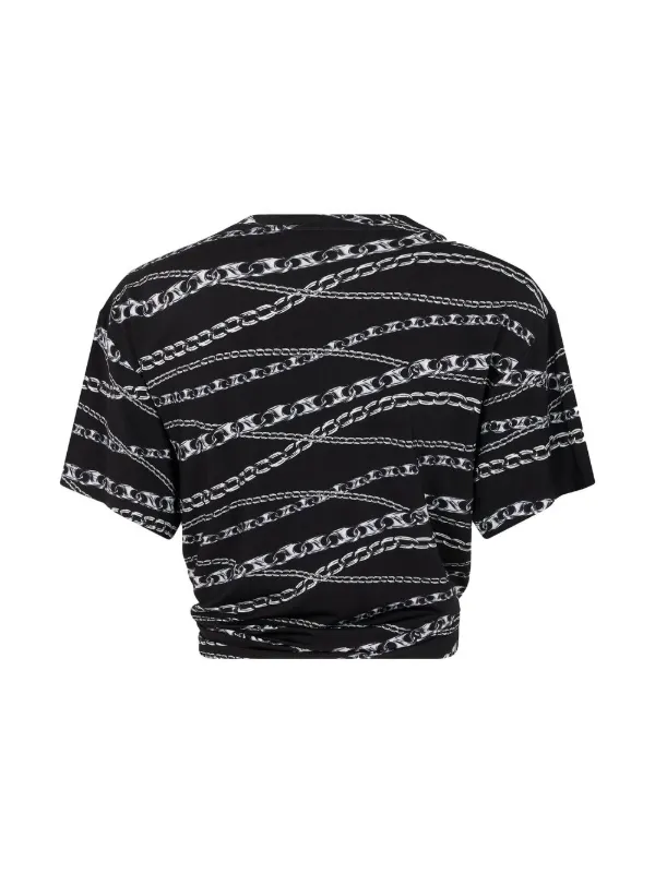 Rabanne chain-print Cropped T-shirt | Black | FARFETCH JO