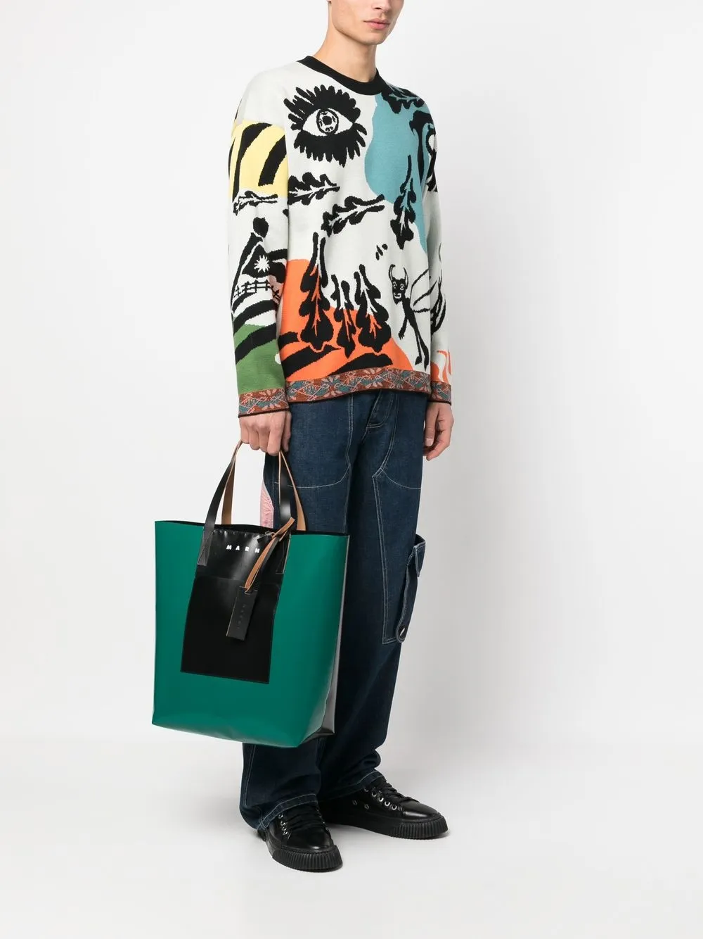Marni two clearance tone tote bag