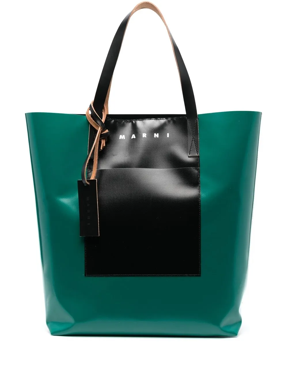 Marni Large Two-tone Tote Bag In Green