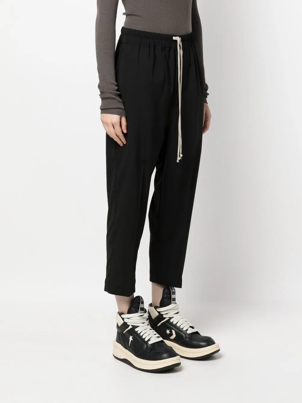 Shop Rick Owens Astaires Cropped Drawstring Trousers In Schwarz