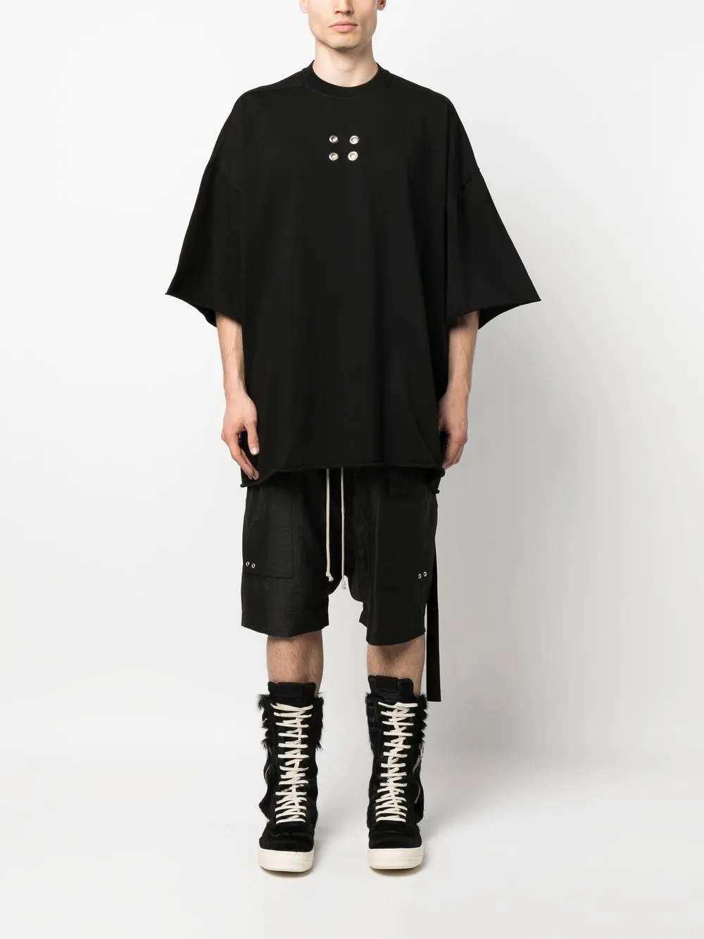 Rick Owens Shorts met verlaagd kruis - Zwart