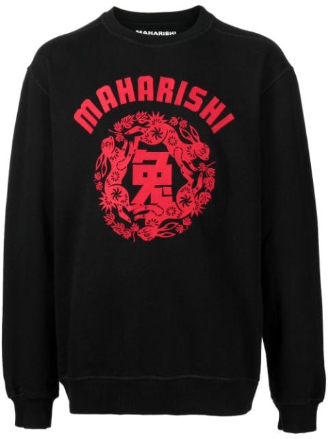 Maharishi logo-print long-sleeve sweatshirt