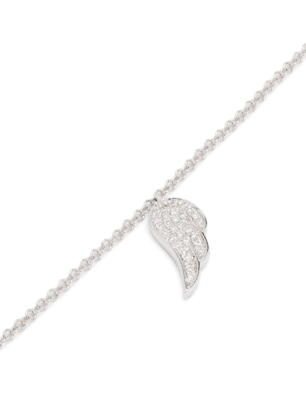 Shop Ef Collection 14kt White Gold Angel Wing Diamond Bracelet In Silver