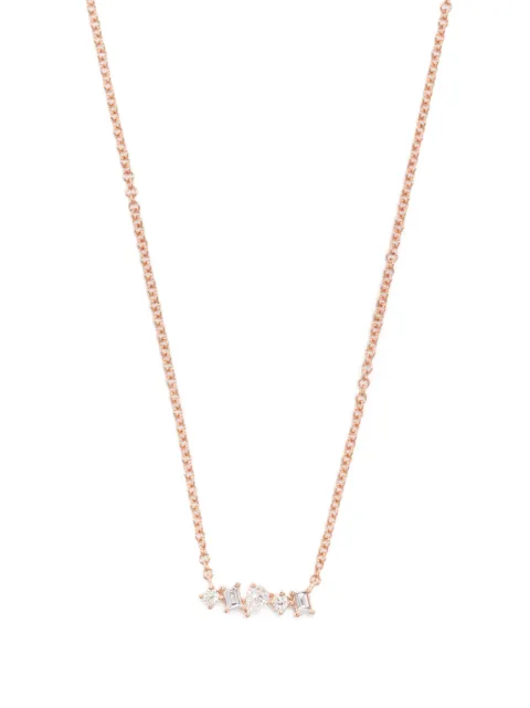 Ef Collection 14kt rose gold Mini Bar diamond necklace