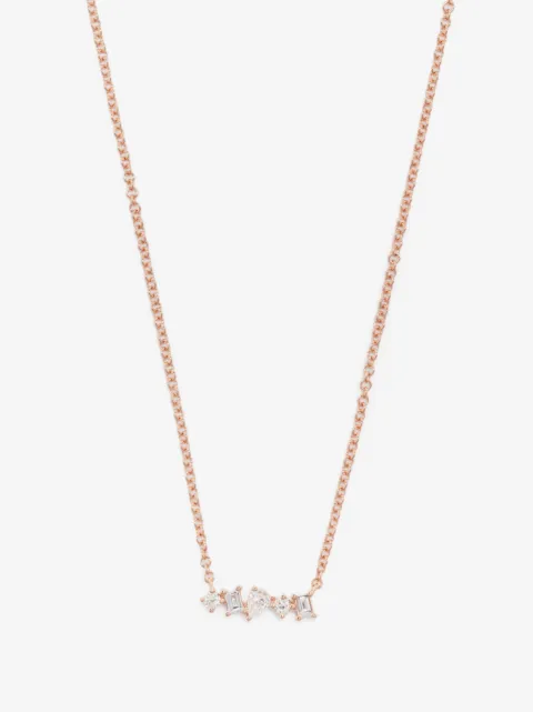 Ef Collection collar Mini Bar en oro rosa de 14kt con diamantes