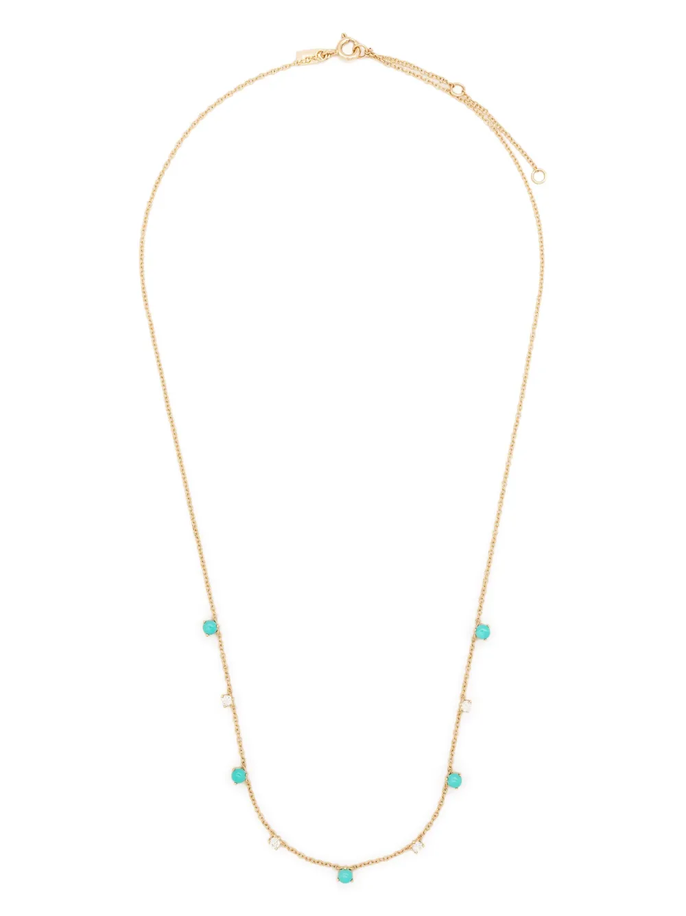 Ef Collection 14kt yellow gold turquoise and diamond necklace