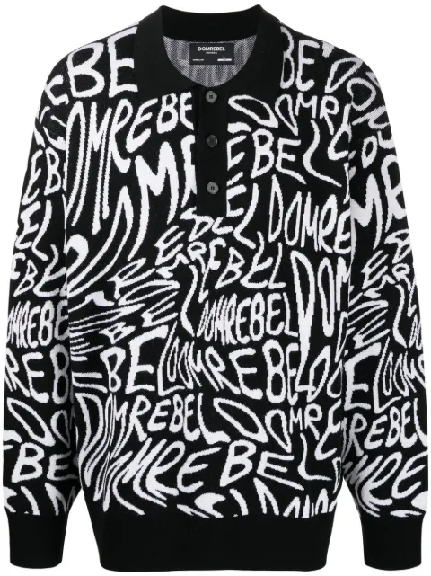 DOMREBEL suéter estilo playera tipo polo tejido en intarsia 