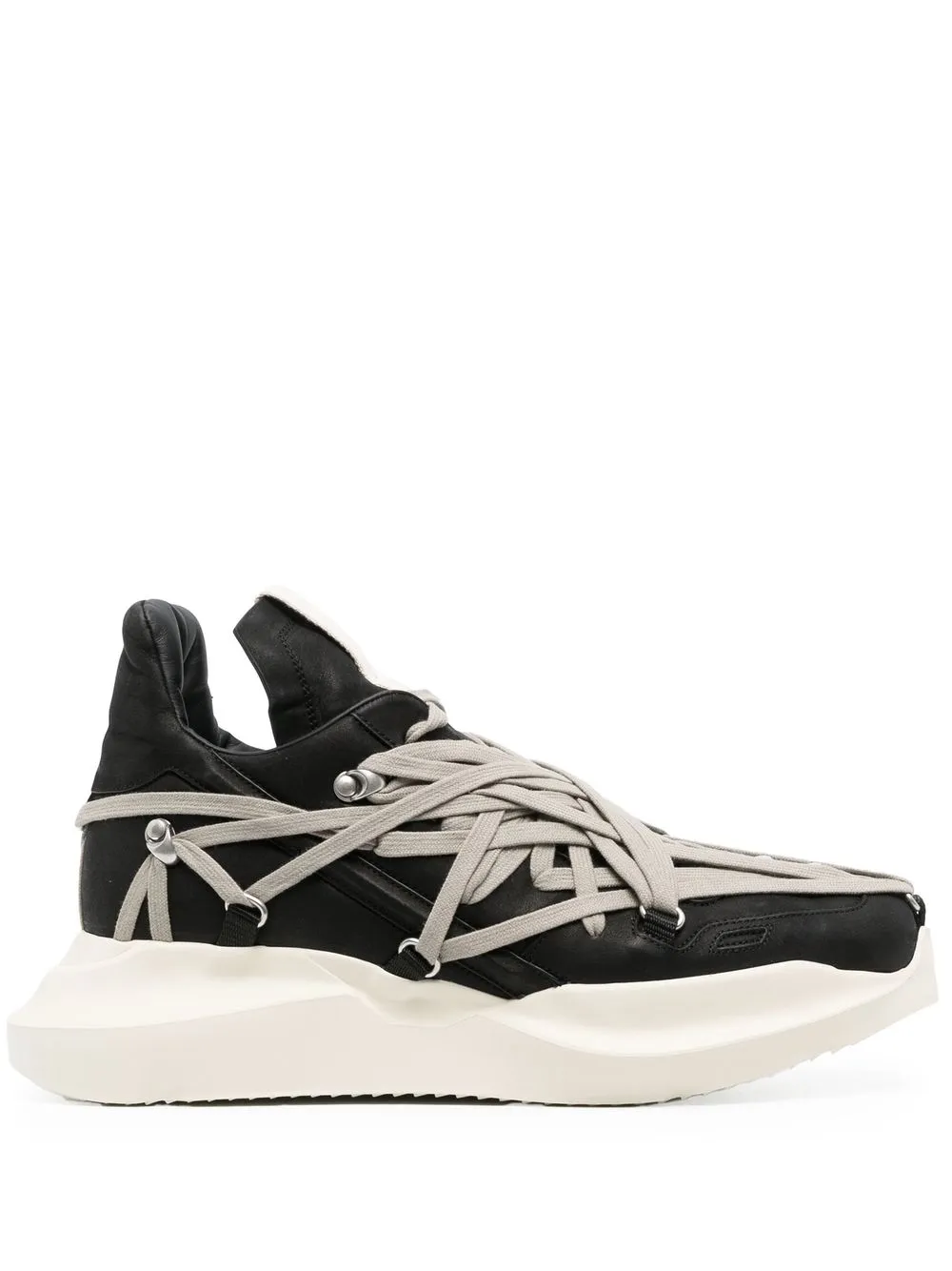 Rick Owens Men's Megalaced Runner Sneakers In Black