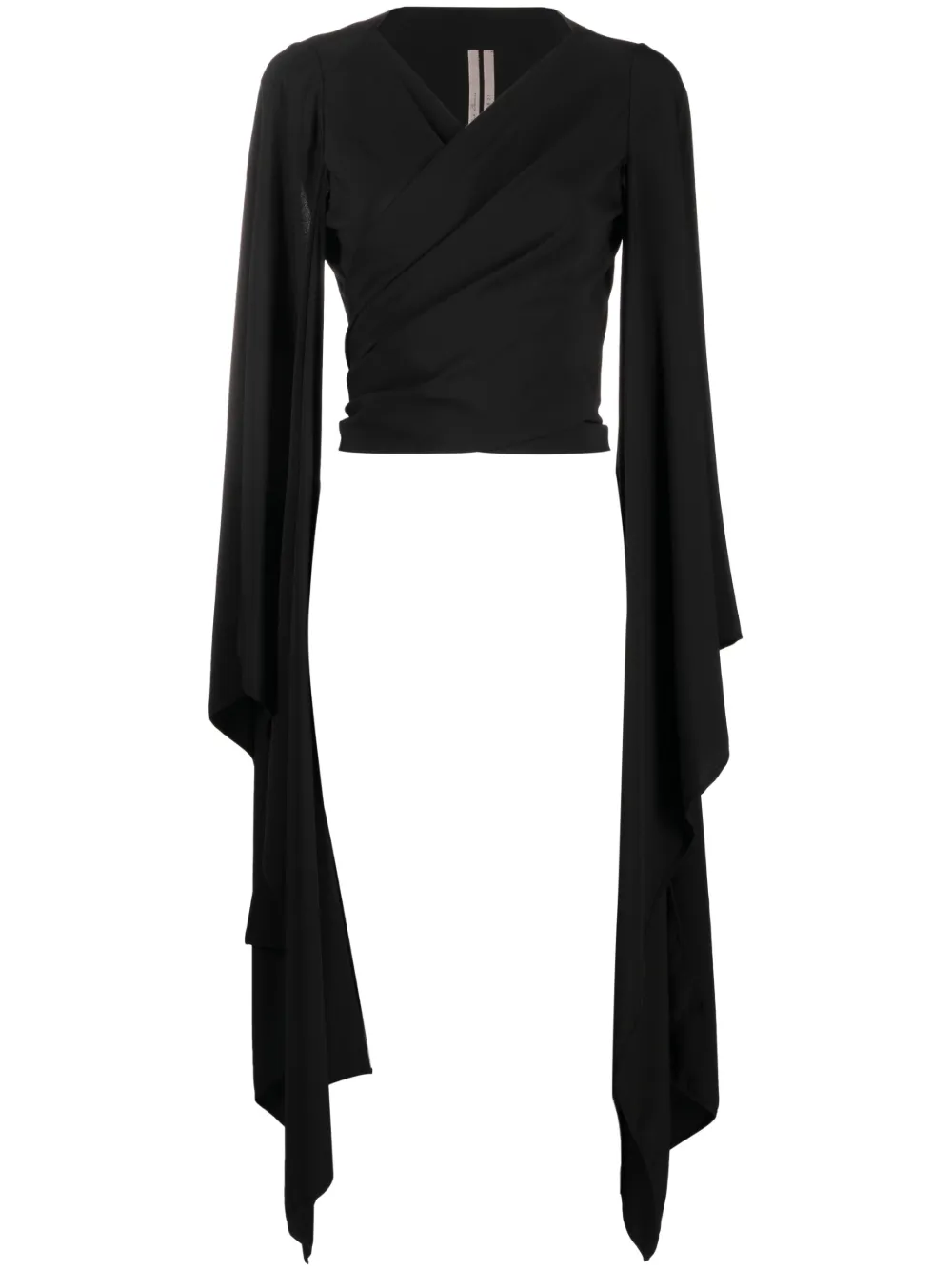 Rick Owens draped sleeves cropped blouse - Black