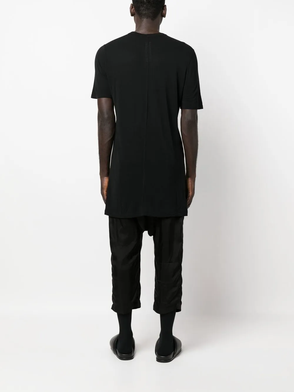 Rick Owens Crew Neck Long-length T-shirt In Black
