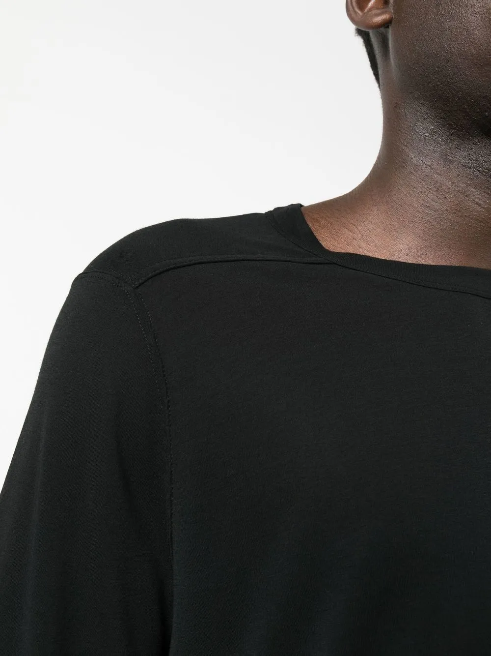 Rick Owens Crew Neck Long-length T-shirt In Black