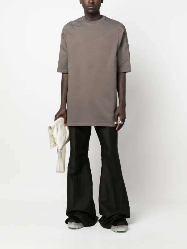 Tシャツ・カットソー RICK OWENS SS24 COTTON T-SHIRT (DU01D1274_RIGET144) Rick Owens seam-detail Organic Cotton T-shirt | Brown | FARFETCH
