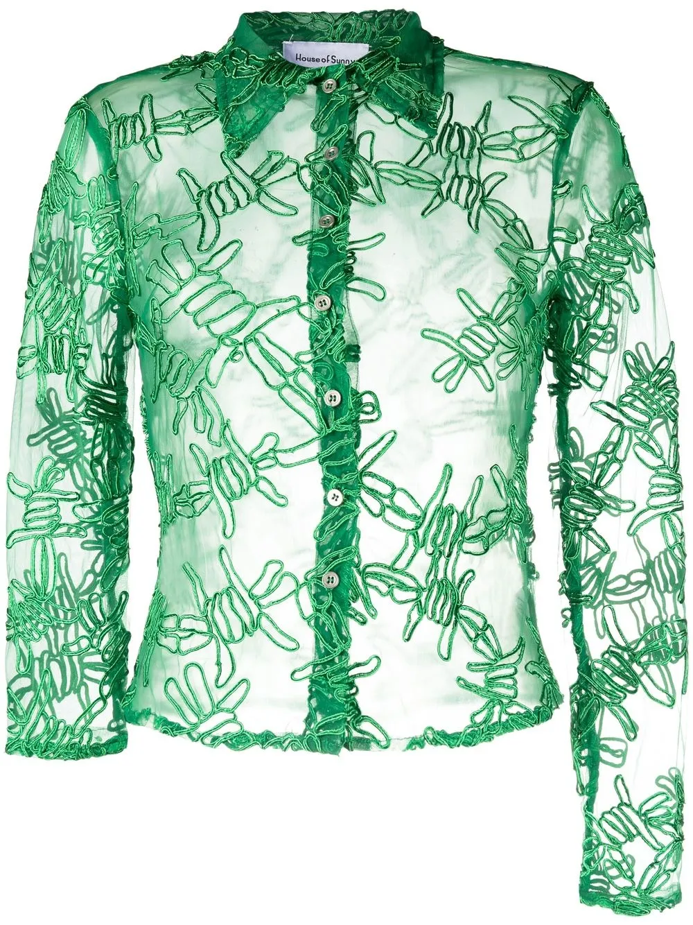 

House of Sunny embroidered sheer shirt - Green