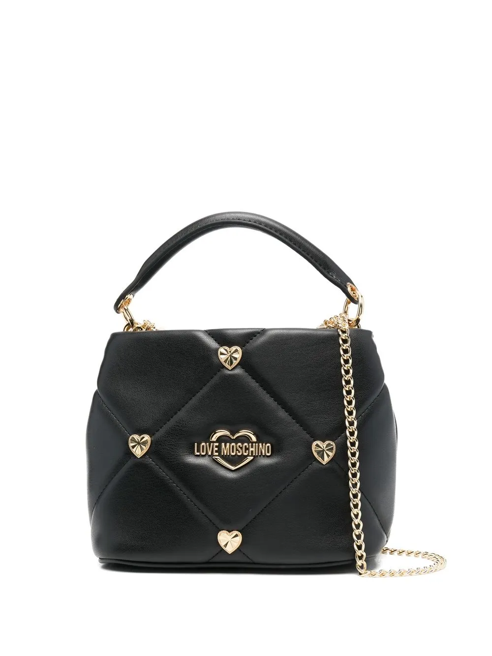 

Love Moschino tote capitonada con placa del logo - Negro