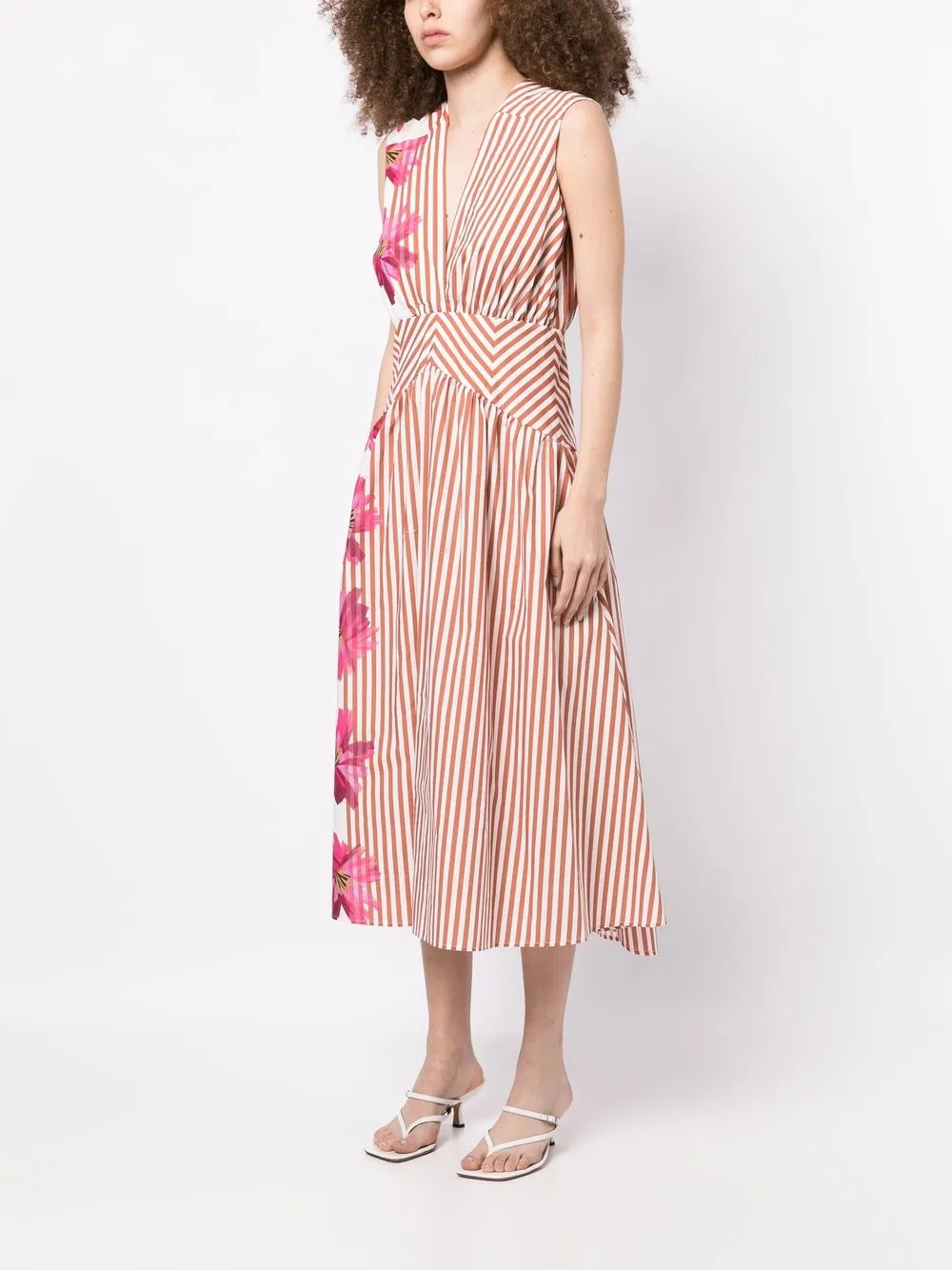 Silvia Tcherassi Stripe Print V Neck Dress Farfetch