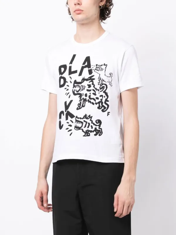 Black Comme Des Garcons Camiseta Con Logo Estampado Blanco FARFETCH ES