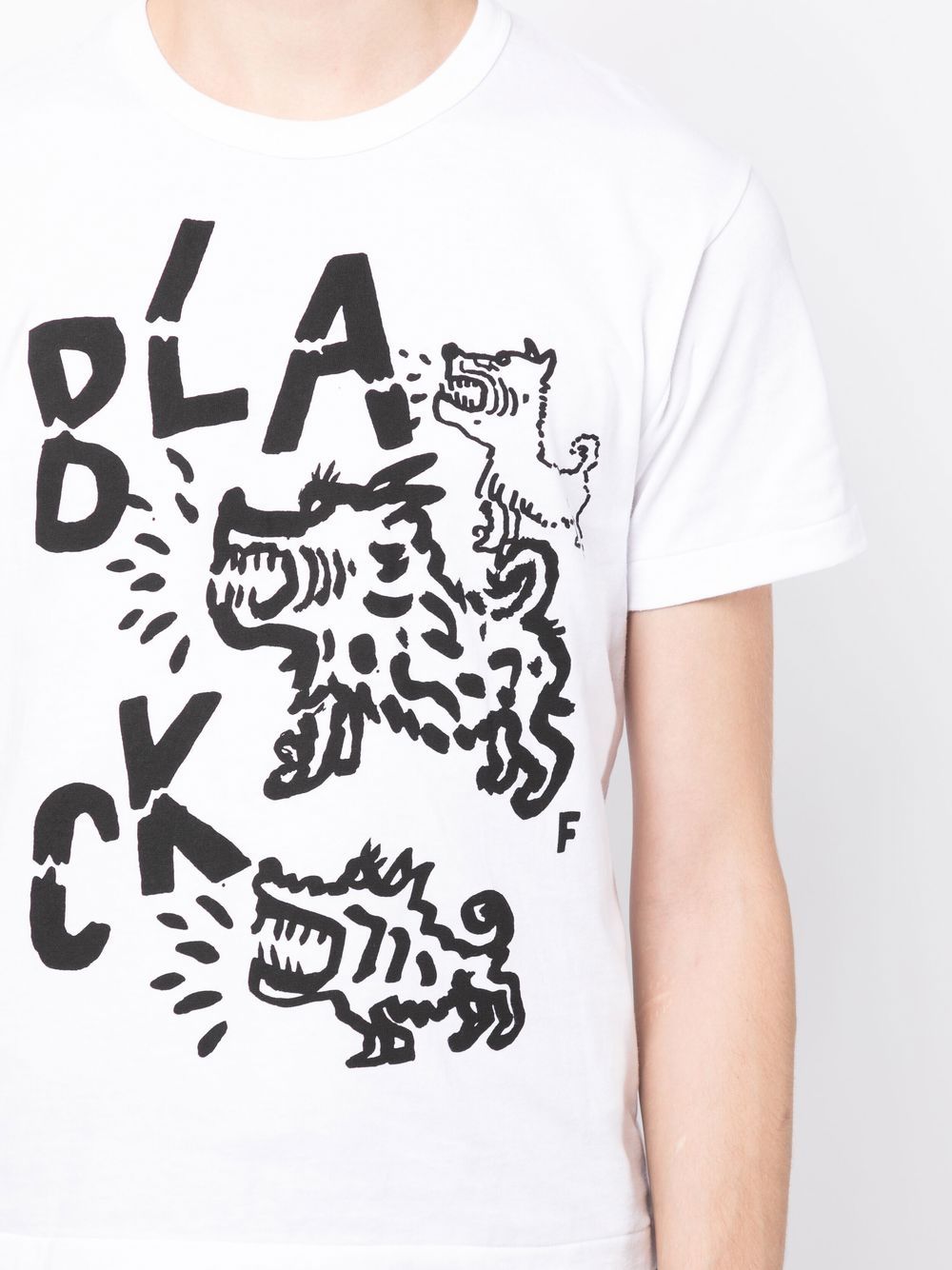 Shop Black Comme Des Garçons Logo-print Short-sleeve T-shirt In White