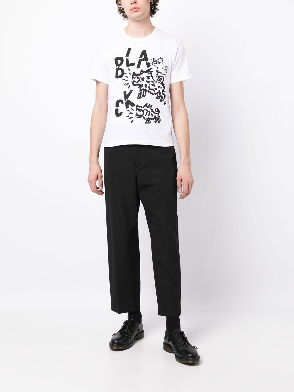 Shop Black Comme Des Garçons Logo-print Short-sleeve T-shirt In White