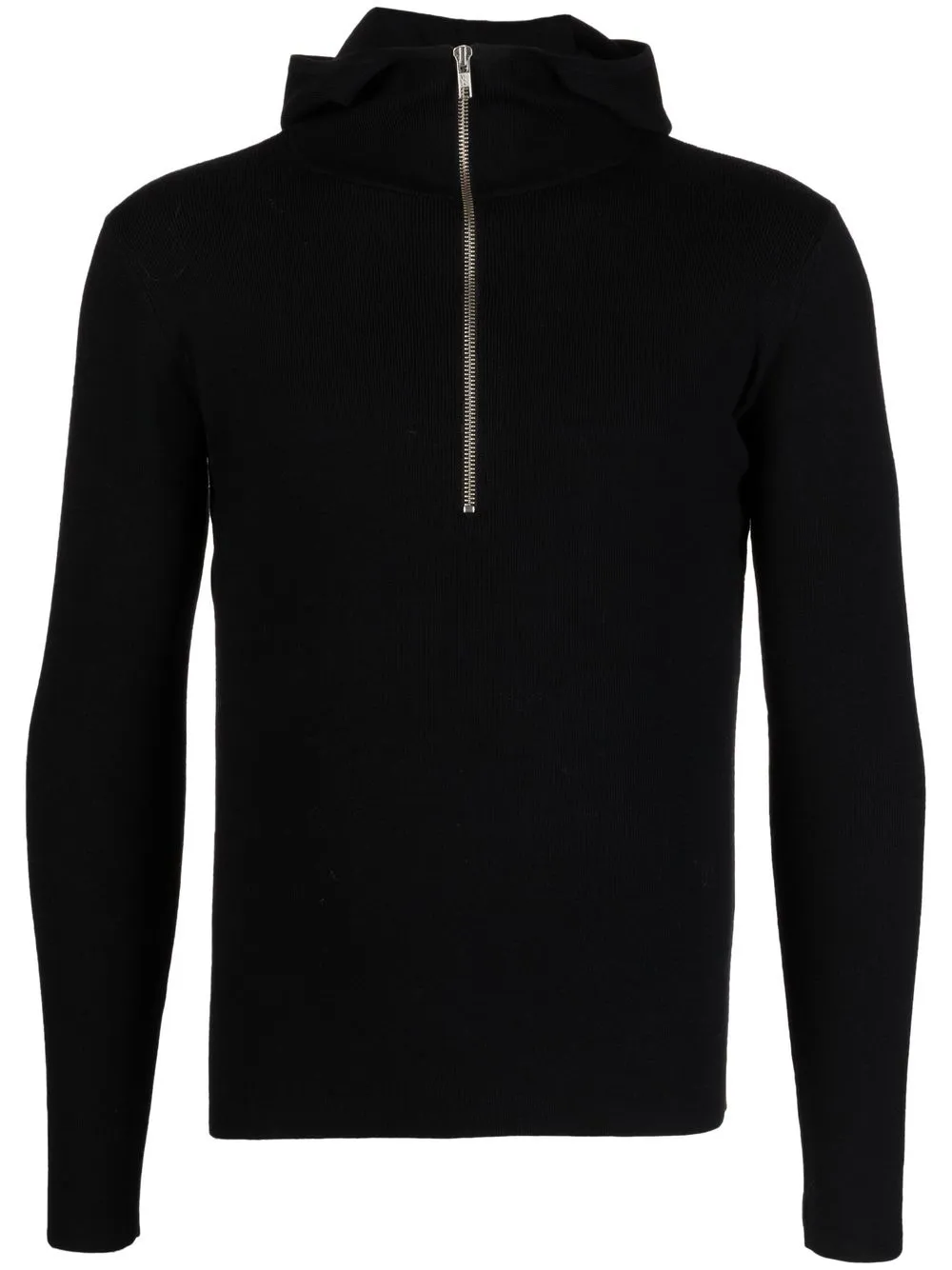 

ZANKOV short-zip-fastening plain hoodie - Black