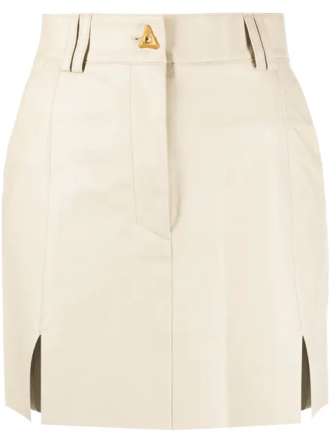 AERON logo-button leather miniskirt